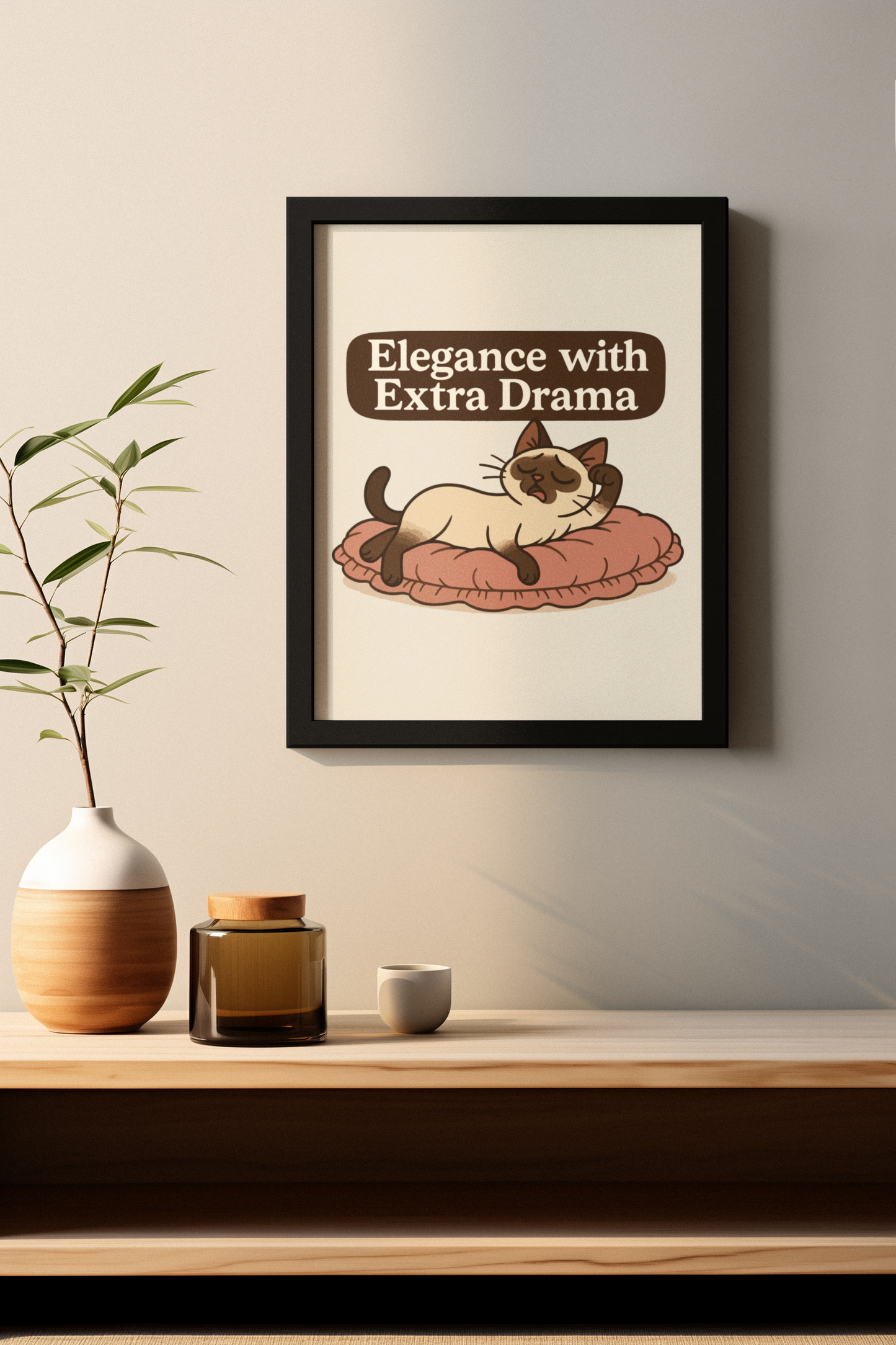 Funny Cat Memes: Sassy Cat Art Poster - "Elegance with Extra Drama"