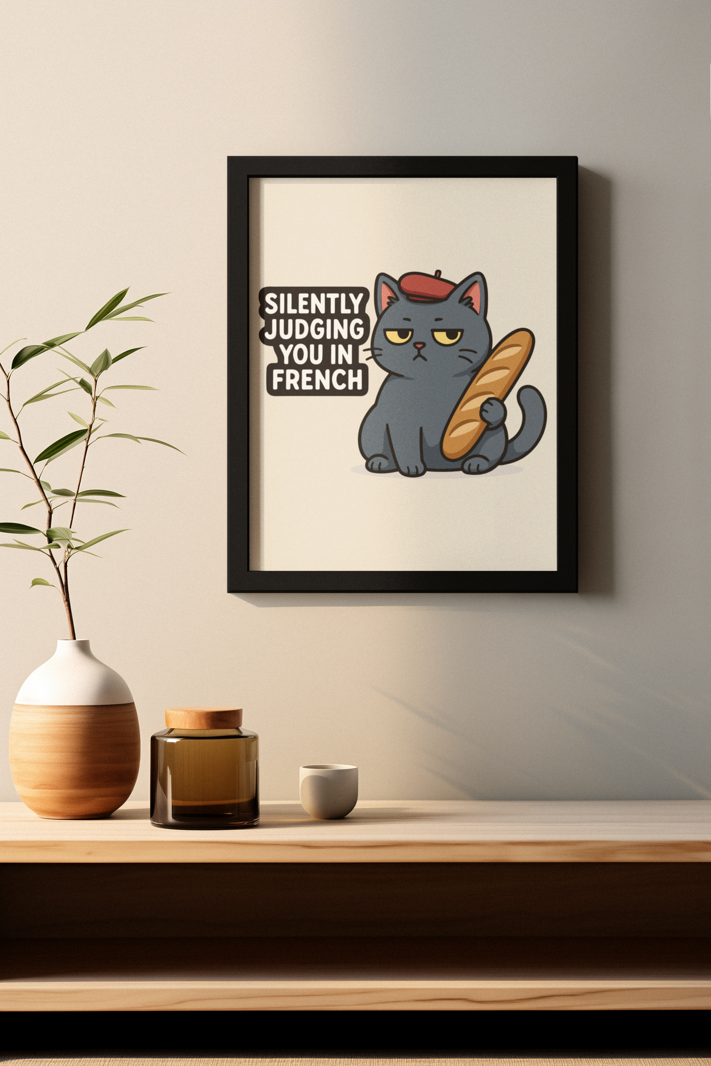 Funny Cat Memes: Funny French Cat Poster - Silently Judging You in French