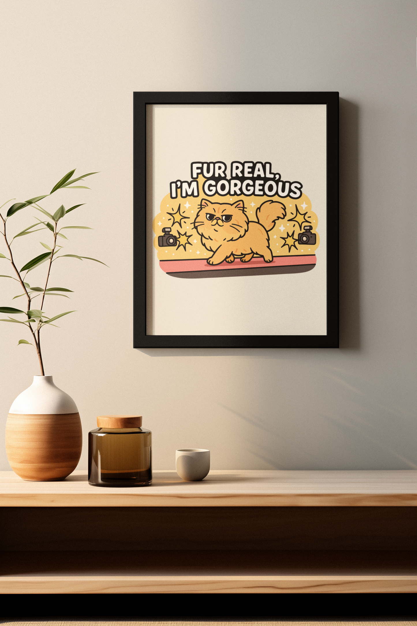 Funny Cat Memes: Cute Cat Matte Vertical Poster - 'Fur Real, I'm Gorgeous'