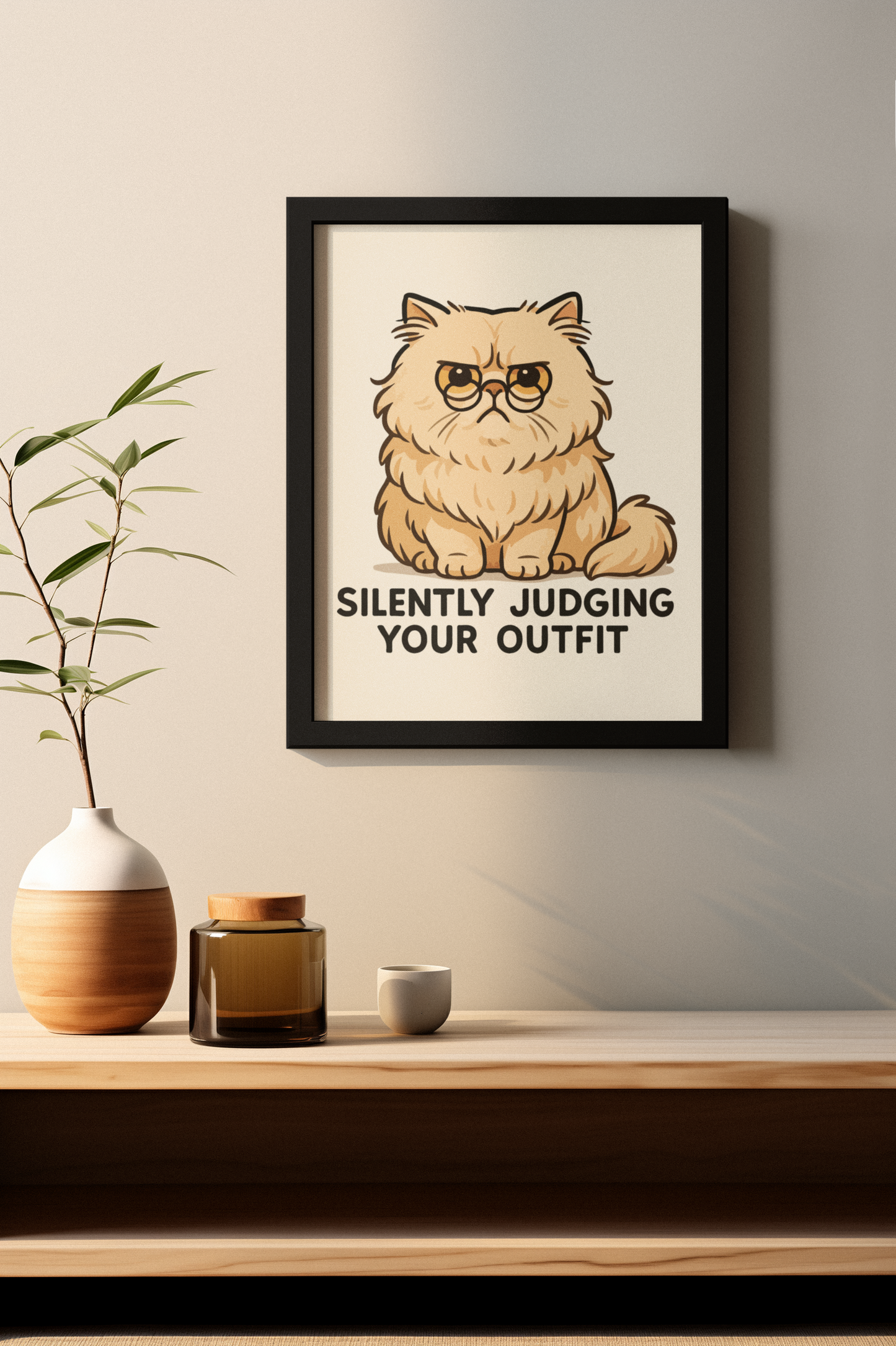 Funny Cat Memes: Cat-Themed Matte Vertical Poster - 'Silently Judging Your Outfit'