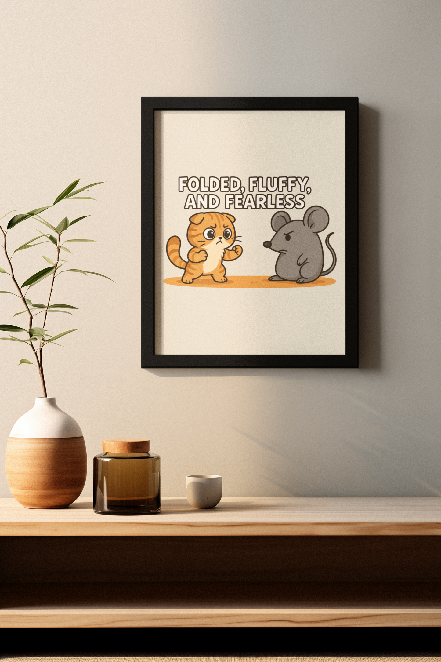 Funny Cat Memes: Cute Animal Battle Vertical Poster - "Folded, Fluffy, and Fearless"