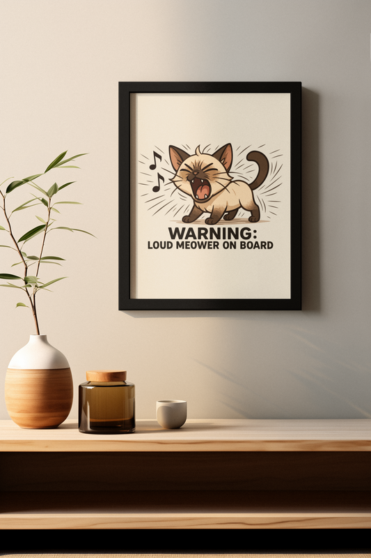 Funny Cat Memes: Humorous Cat Warning Vertical Poster - Loud Meower Decor