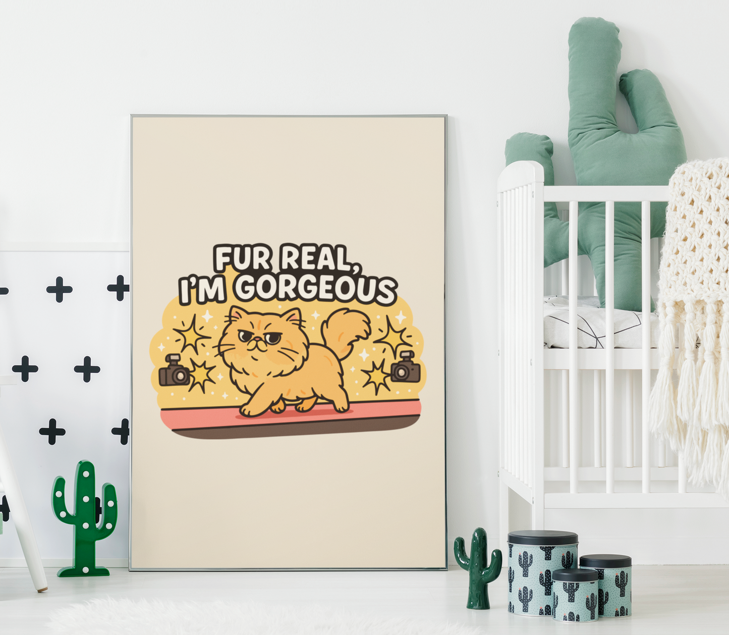 Funny Cat Memes: Cute Cat Matte Vertical Poster - 'Fur Real, I'm Gorgeous'