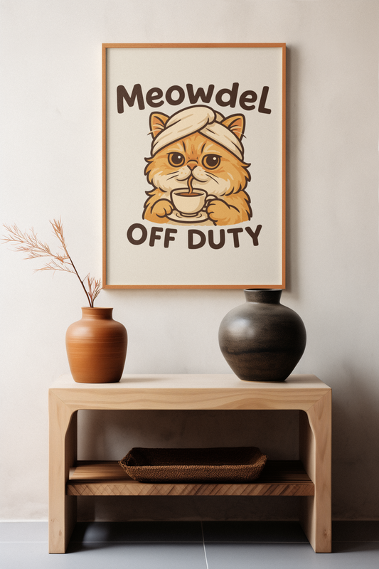 Cute Cat Off Duty Matte Vertical Poster - Funny Cat Memes Wall Art, Perfect for Pet Lovers
