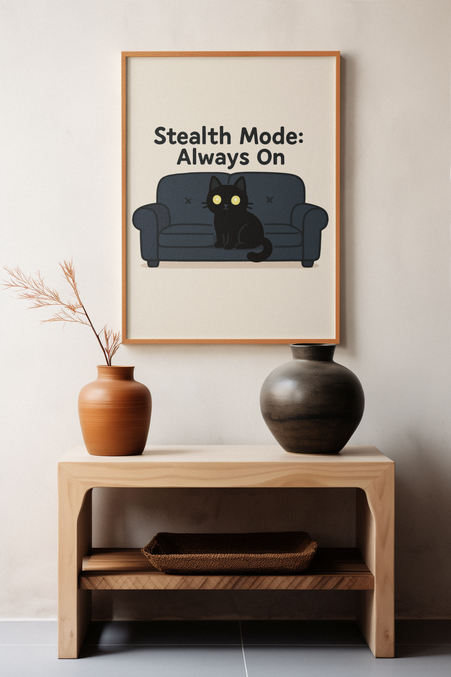 Funny Cat Memes: Cool Cat Wall Art Poster - "Stealth Mode: Always On" - Perfect for Cat Lovers