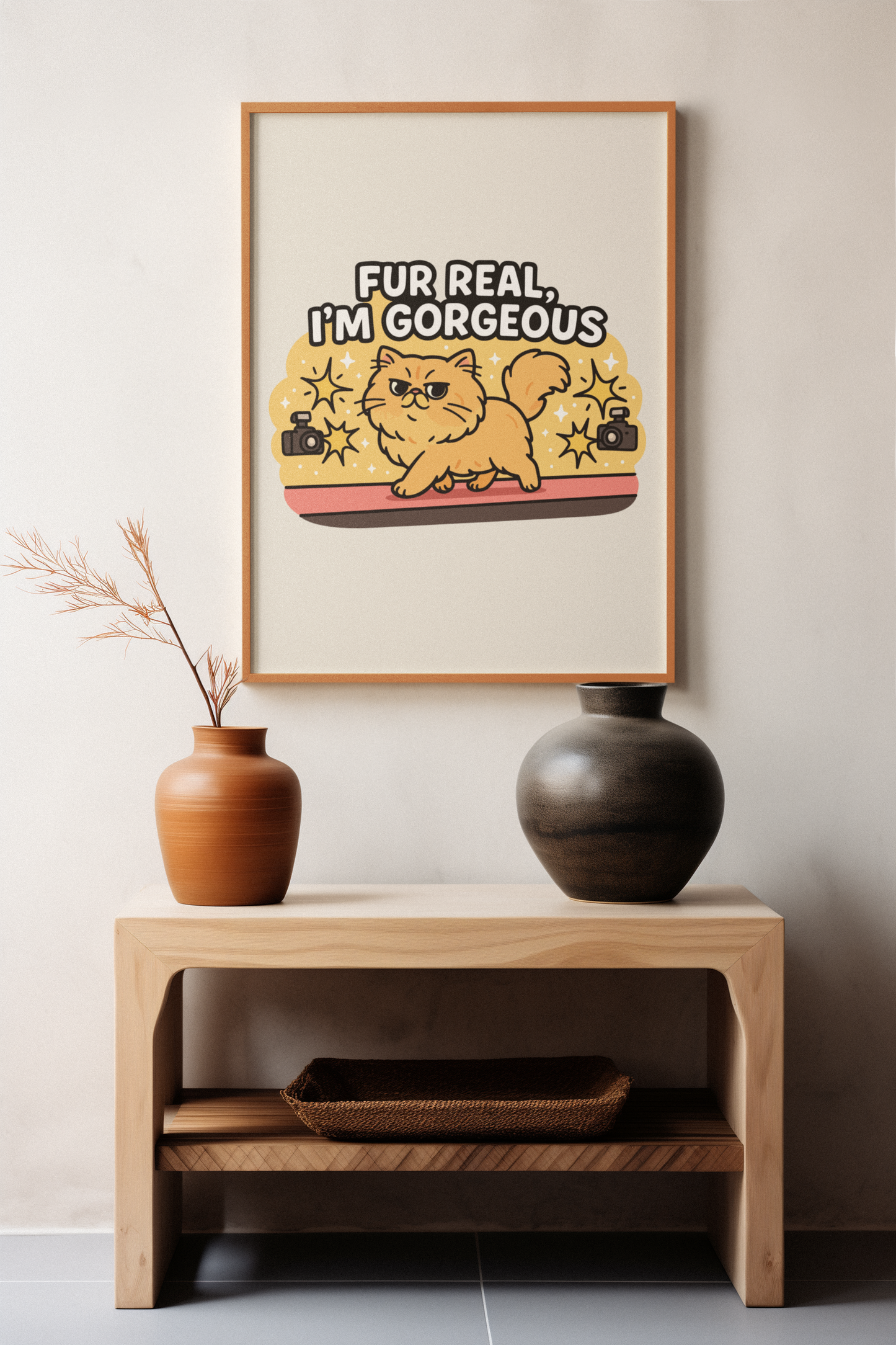 Funny Cat Memes: Cute Cat Matte Vertical Poster - 'Fur Real, I'm Gorgeous'