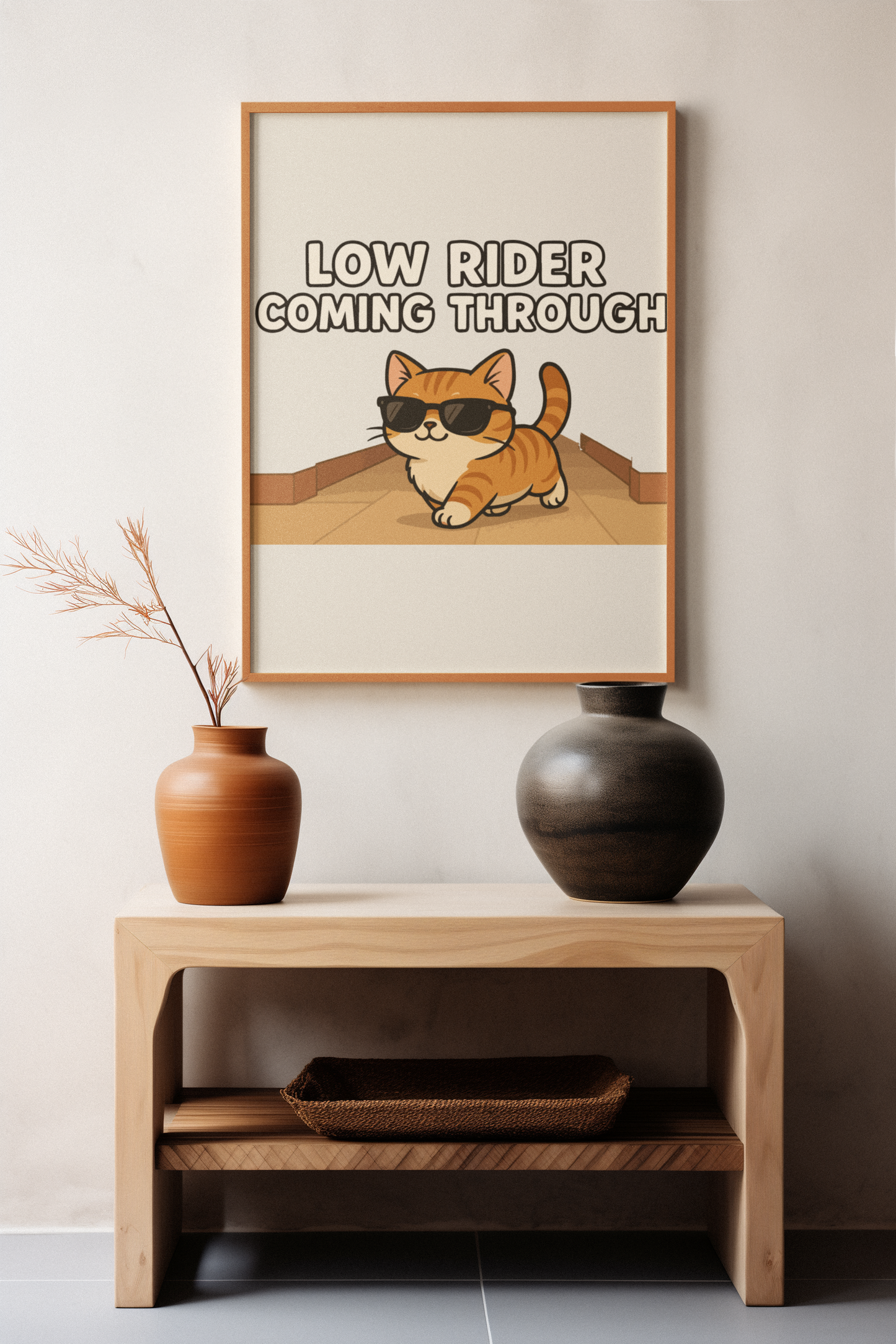 Funny Cat Memes: Cool Cat Matte Poster - "Low Rider Coming Through"