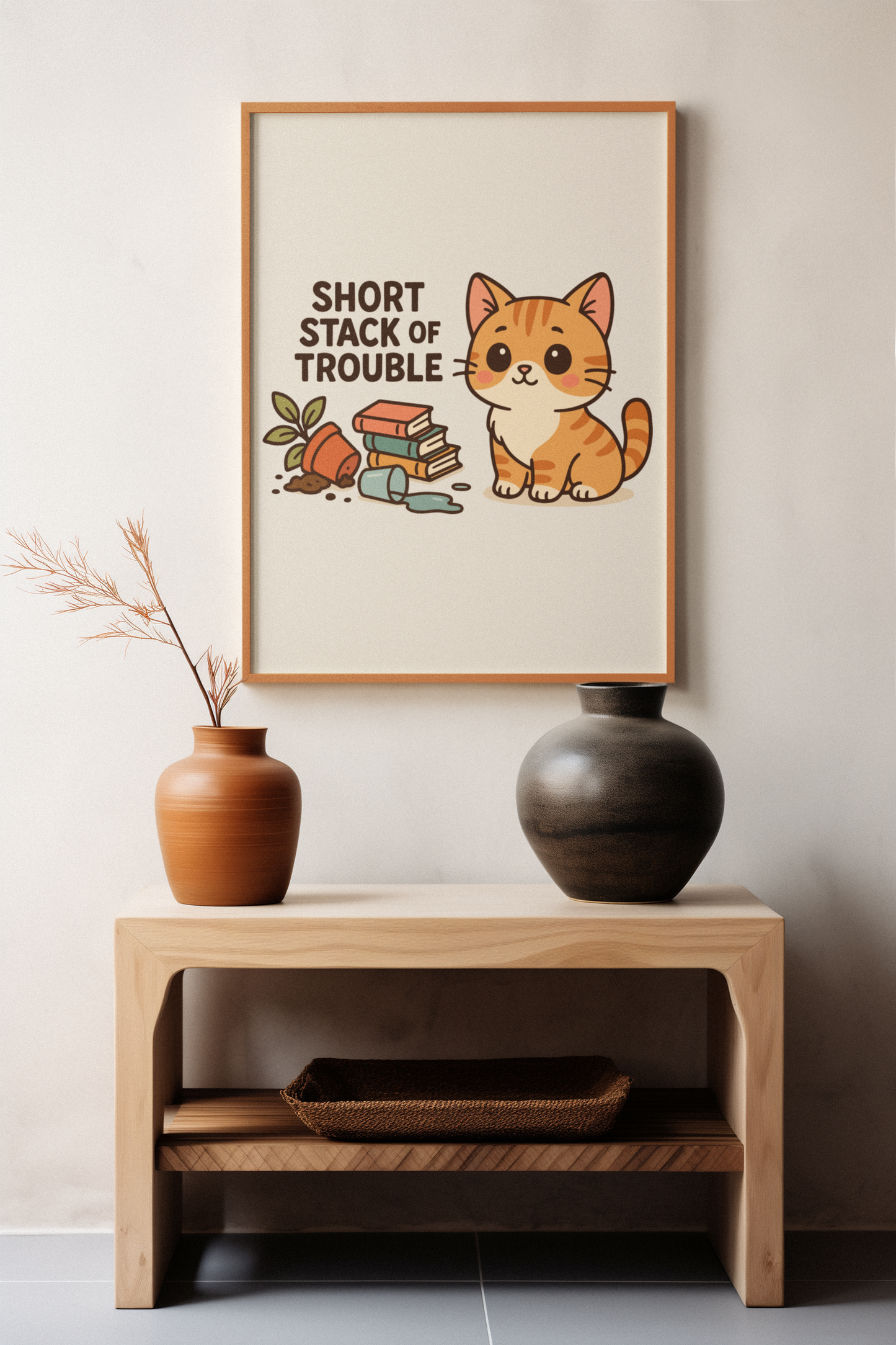 Funny Cat Memes: Cute Cat Matte Vertical Poster - Short Stack of Trouble