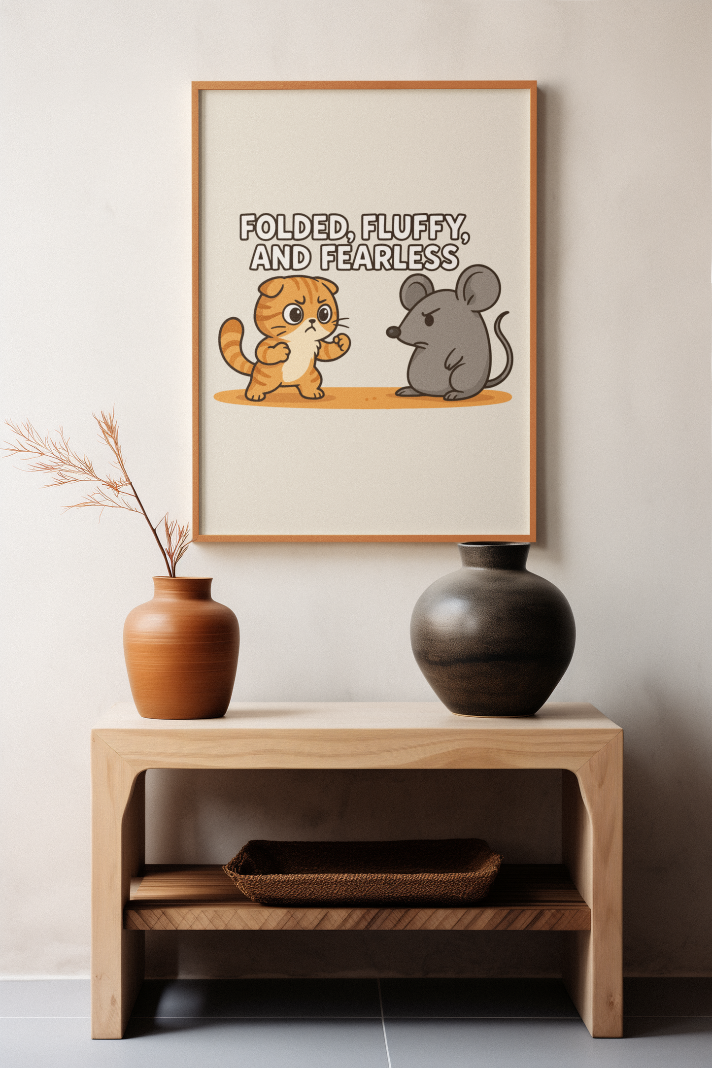 Funny Cat Memes: Cute Animal Battle Vertical Poster - "Folded, Fluffy, and Fearless"