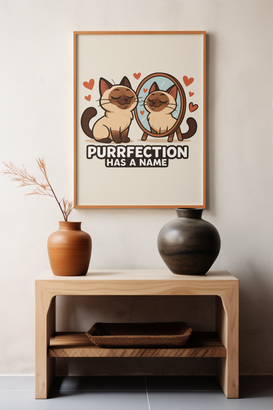 Funny Cat Memes: Cute Cat Poster - 'Purrfection Has a Name'